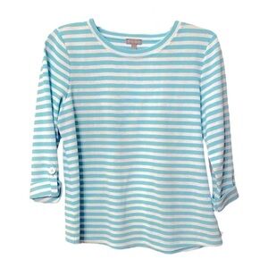 Striped Aqua and White Women's Top